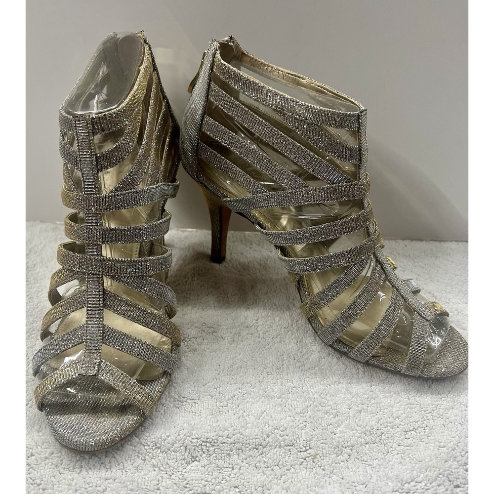 Kelly & Katie womens high heel‎ metalic gold/silver shoes 8.5